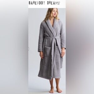 Barefoot Dreams CozyChic Teddy Robe Gray Anchor 1X NWT Belted Plush